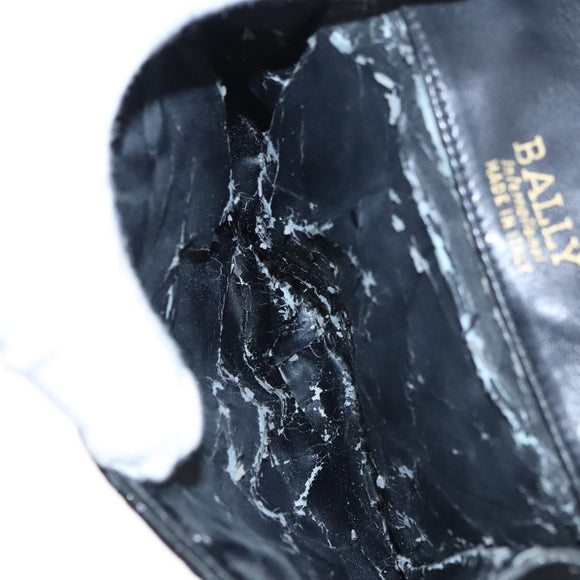 BALLY Shoulder Bag Leather Navy Gold Auth bs20712