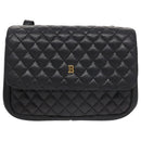 BALLY Shoulder Bag Leather Navy Gold Auth bs20712-13