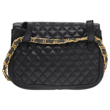 BALLY Shoulder Bag Leather Navy Gold Auth bs20712 - 0