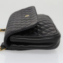 BALLY Shoulder Bag Leather Navy Gold Auth bs20712-4