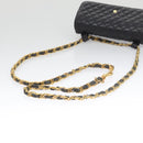 BALLY Shoulder Bag Leather Navy Gold Auth bs20712-7