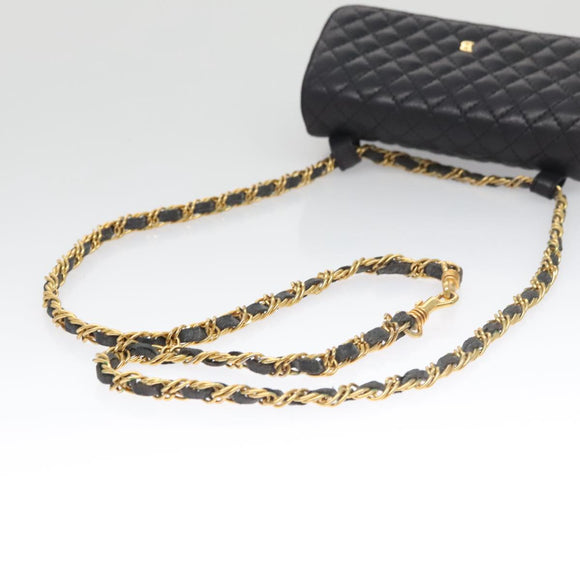 BALLY Shoulder Bag Leather Navy Gold Auth bs20712