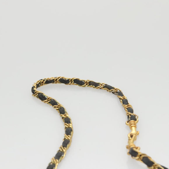 BALLY Shoulder Bag Leather Navy Gold Auth bs20712