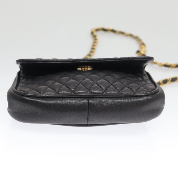 BALLY Shoulder Bag Leather Navy Gold Auth bs20712