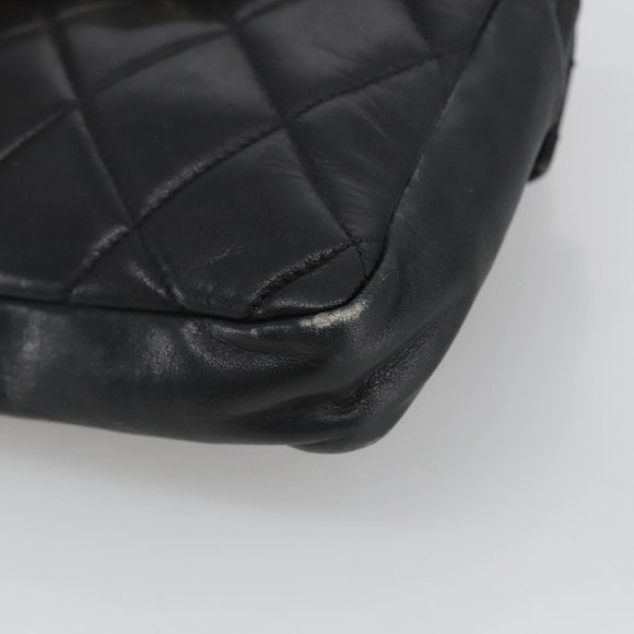 CHANEL Matelasse Chain Waist bag Lamb Skin Black Gold CC Auth bs20726