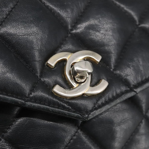 CHANEL Matelasse Chain Waist bag Lamb Skin Black Gold CC Auth bs20726