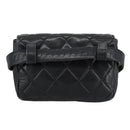 CHANEL Matelasse Chain Waist bag Lamb Skin Black Gold CC Auth bs20726-3