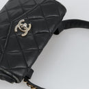 CHANEL Matelasse Chain Waist bag Lamb Skin Black Gold CC Auth bs20726-6