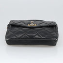 CHANEL Matelasse Chain Waist bag Lamb Skin Black Gold CC Auth bs20726-9