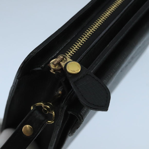 BURBERRY Clutch Bag Leather Black Gold Auth bs20738