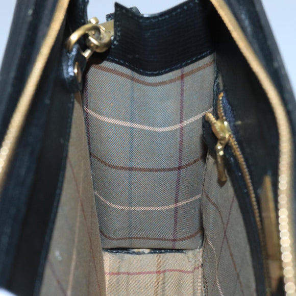 BURBERRY Clutch Bag Leather Black Gold Auth bs20738