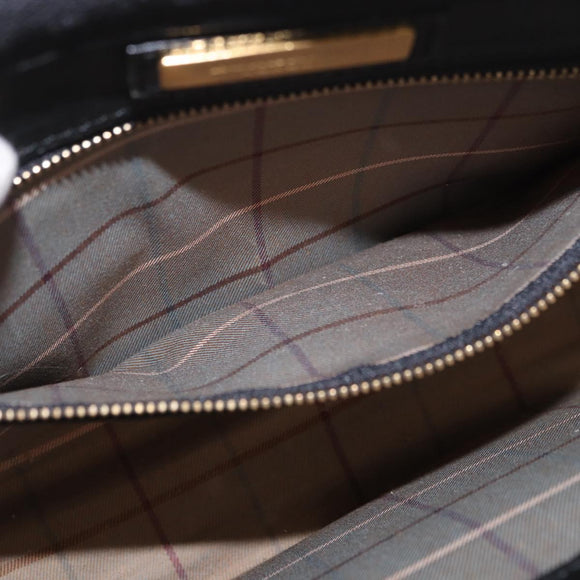 BURBERRY Clutch Bag Leather Black Gold Auth bs20738