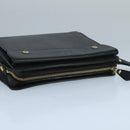 BURBERRY Clutch Bag Leather Black Gold Auth bs20738-5