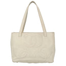 CHANEL Triple Coco Tote Bag Enamel White CC Auth bs20805-13