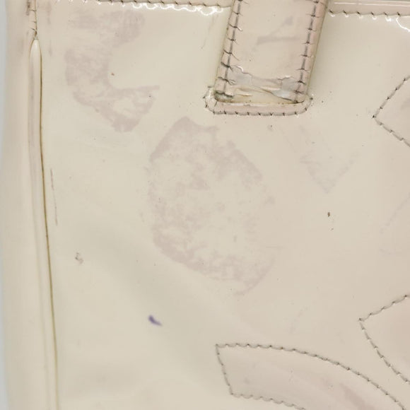 CHANEL Triple Coco Tote Bag Enamel White CC Auth bs20805