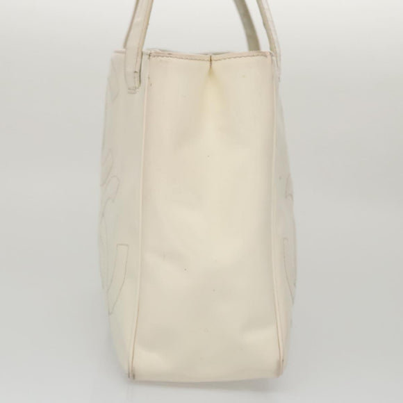 CHANEL Triple Coco Tote Bag Enamel White CC Auth bs20805