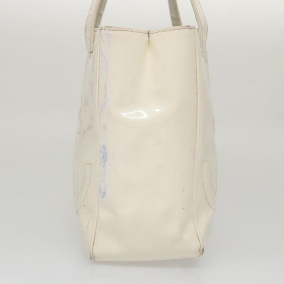 CHANEL Triple Coco Tote Bag Enamel White CC Auth bs20805