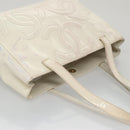 CHANEL Triple Coco Tote Bag Enamel White CC Auth bs20805-14
