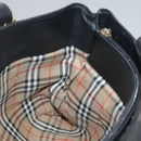 Burberrys Hand Bag Leather Black Gold Auth bs20817-17