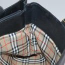 Burberrys Hand Bag Leather Black Gold Auth bs20817-16