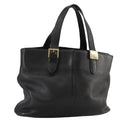Burberrys Hand Bag Leather Black Gold Auth bs20817-1