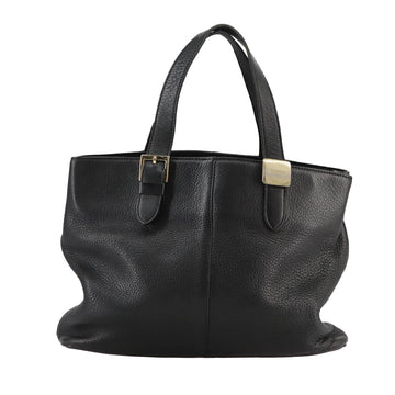 Burberrys Hand Bag Leather Black Gold Auth bs20817 - 0