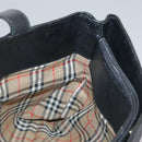 Burberrys Hand Bag Leather Black Gold Auth bs20817-20