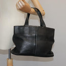 Burberrys Hand Bag Leather Black Gold Auth bs20817-22