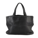 Burberrys Hand Bag Leather Black Gold Auth bs20817-3