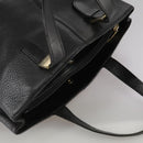 Burberrys Hand Bag Leather Black Gold Auth bs20817-6