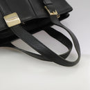 Burberrys Hand Bag Leather Black Gold Auth bs20817-7