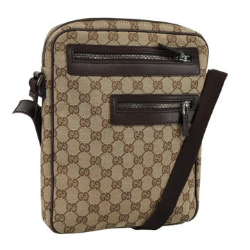 GUCCI GG Canvas Shoulder Bag Beige Gold 92551 Auth bs20822