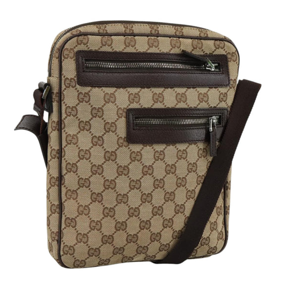 GUCCI GG Canvas Shoulder Bag Beige Gold 92551 Auth bs20822