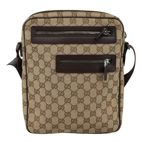 GUCCI GG Canvas Shoulder Bag Beige Gold 92551 Auth bs20822