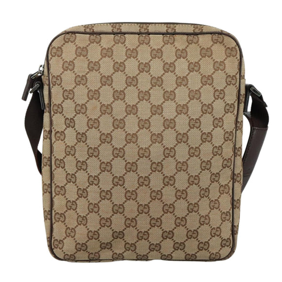 GUCCI GG Canvas Shoulder Bag Beige Gold 92551 Auth bs20822