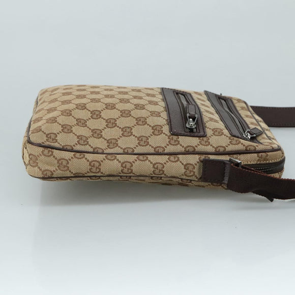 GUCCI GG Canvas Shoulder Bag Beige Gold 92551 Auth bs20822