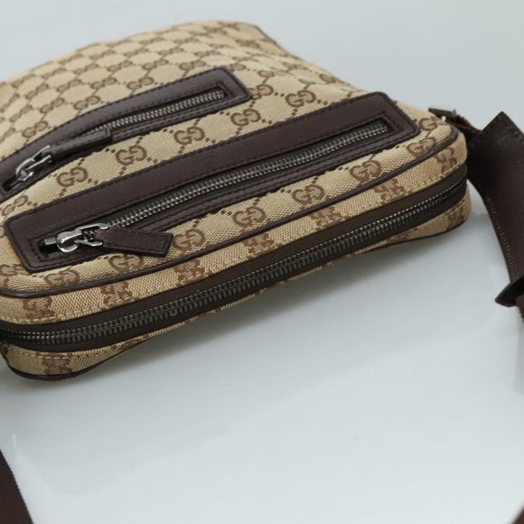 GUCCI GG Canvas Shoulder Bag Beige Gold 92551 Auth bs20822