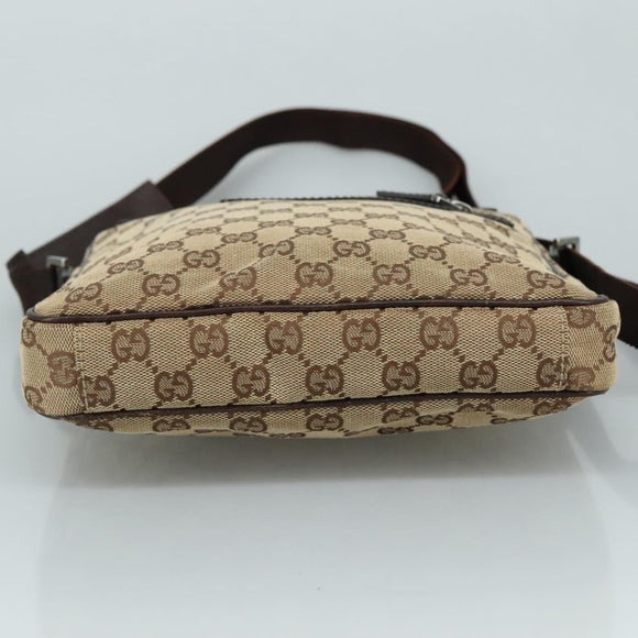 GUCCI GG Canvas Schoudertas Beige Goud 92551 Auth bs20822