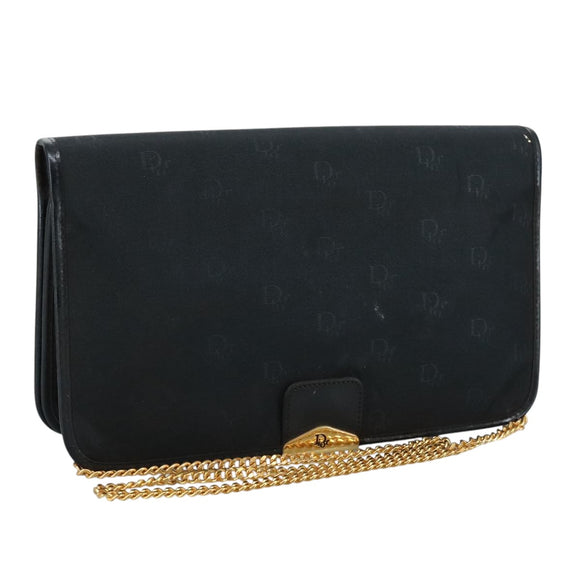 Christian Dior Chain Shoulder Bag Nylon Navy Auth bs20836