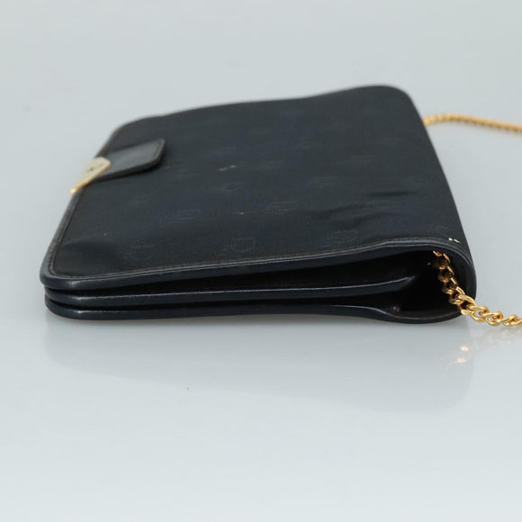 Christian Dior Chain Shoulder Bag Nylon Navy Auth bs20836