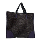 PRADA Hand Bag Wool Leather Purple Silver Auth bs20846-1