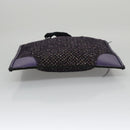 PRADA Hand Bag Wool Leather Purple Silver Auth bs20846A-5
