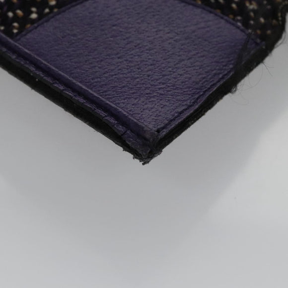 PRADA Hand Bag Wool Leather Purple Silver Auth bs20846