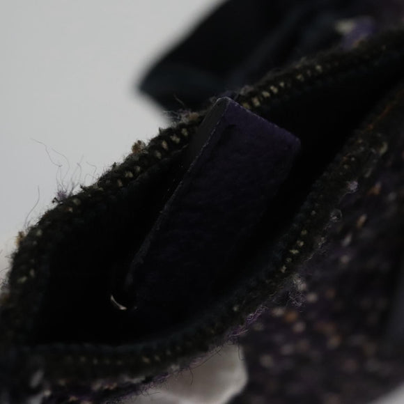 PRADA Hand Bag Wool Leather Purple Silver Auth bs20846