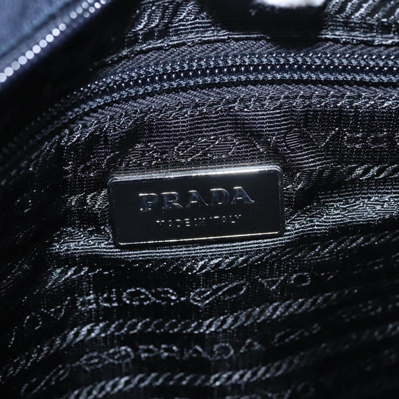 PRADA Hand Bag Wool Leather Purple Silver Auth bs20846A