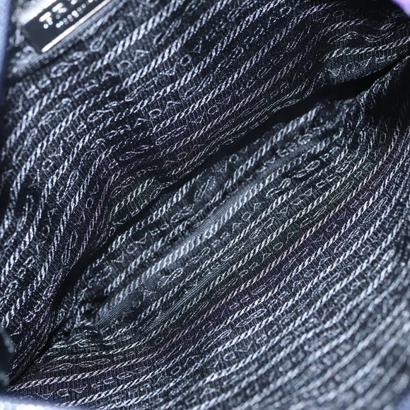 PRADA Hand Bag Wool Leather Purple Silver Auth bs20846