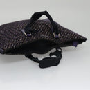 PRADA Hand Bag Wool Leather Purple Silver Auth bs20846-6
