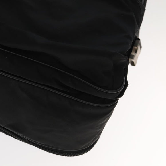 PRADA Boston Bag Nylon Leather 2way Black Silver Auth bs20849