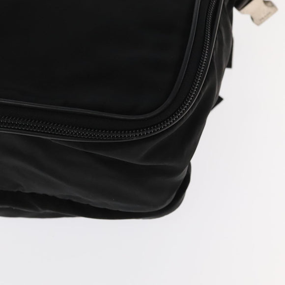 PRADA Boston Bag Nylon Leather 2way Black Silver Auth bs20849