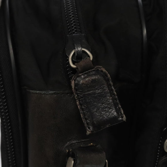 PRADA Boston Bag Nylon Leather 2way Black Silver Auth bs20849